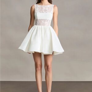 AMUR White Lace Mini Dress